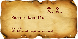 Kocsik Kamilla névjegykártya